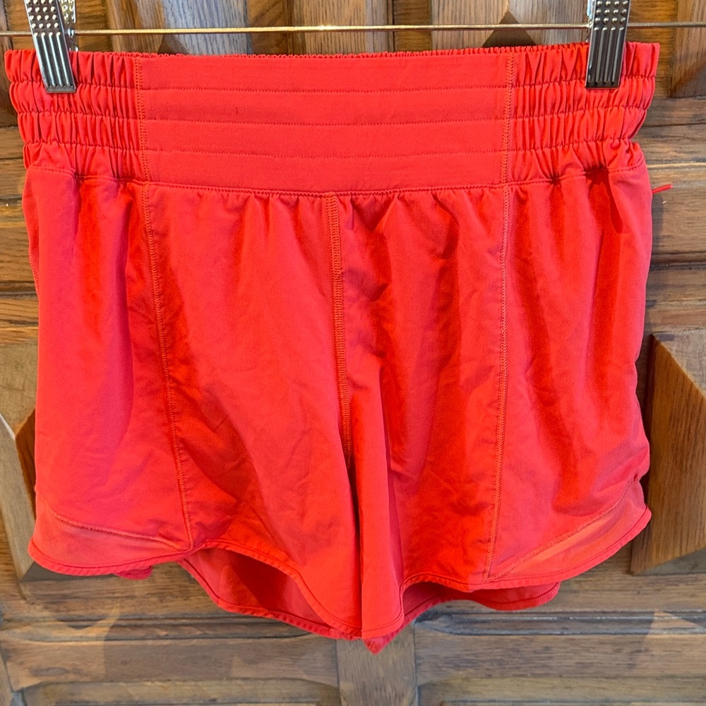lululemon athletica Vibrant Red Athletic Shorts high rise 4 in hotty hot